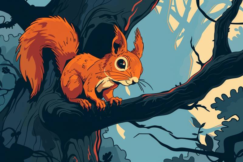 squirrel on tree branch